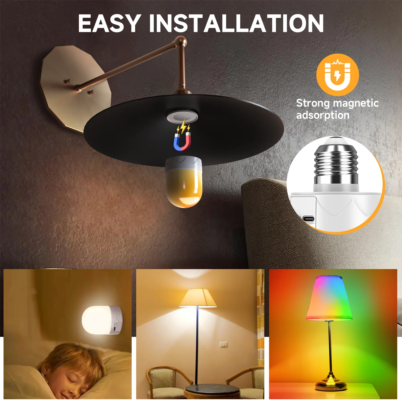 Rechargeable Light Bulbs With Remote E27 Battery RGB color Operated Light Bulb For Non-Hardwired Wall Sconces Pendant Lights led light,emergency light bulb