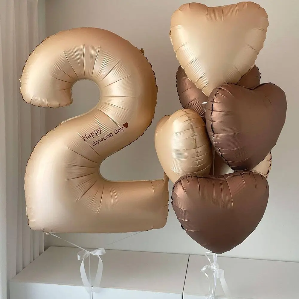 

40inch Cream Caramel Number Balloons 0-9 Large Digital Foil Helium Balloon Kids Adult Happy Birthday Party Decoration Wedding