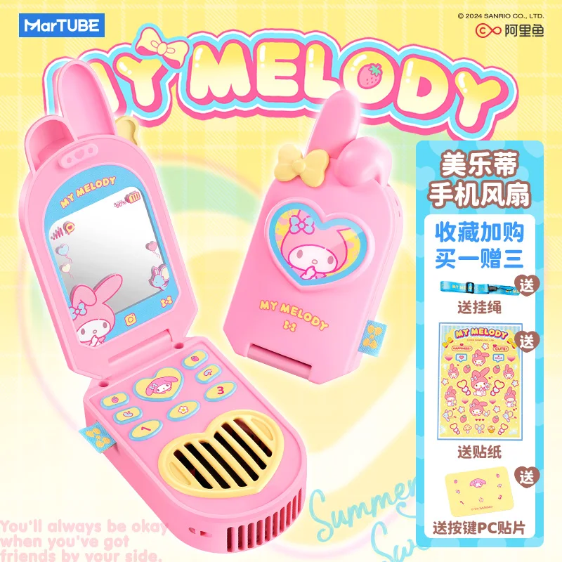 thumbnail image 1 of Nuevo Sanrio Anime Peripheral Kawaii Kuromi My Melody Ventilador de teléfono móvil Ventilador de cuello portátil de mano para colgar Regalo de cumpleaños para niñas, 1 of 5