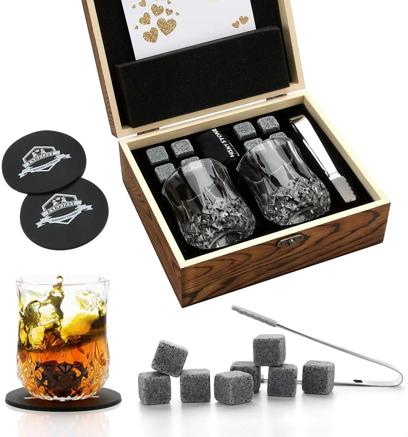 Christmas Whisky Ice Stones Drinks Cooler Cubes Whiskey Scotch Rocks Granite 