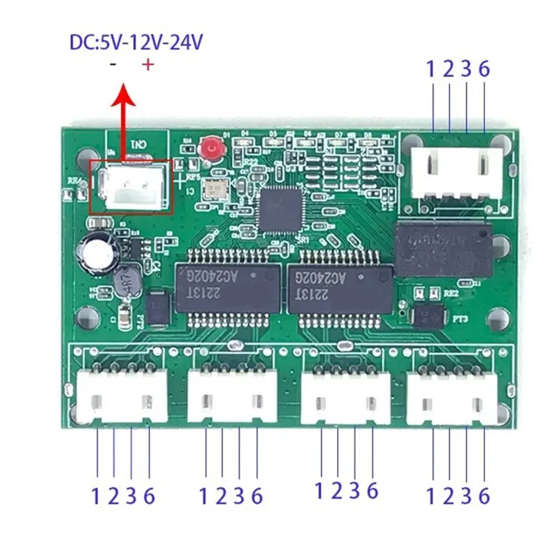 고속 스위치 미니 5포트 이더넷 TAP 스위치 10/100Mbps 네트워크 스위치 허브 PCB 모듈 보드
