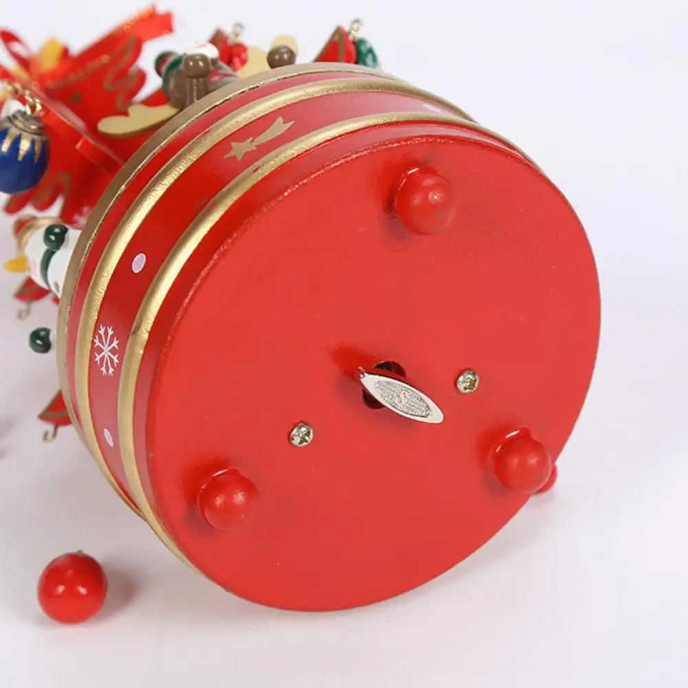 Wooden Christmas Music Box Rotating Mechanism for Music Box Holiday Desktop Christmas Music Box Figurine for Living Room Party 4