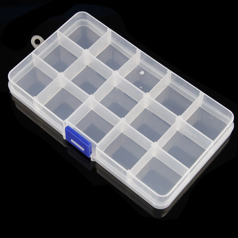 15 Grids Clear Plastic Jewelry Box Container with Removable Dividers