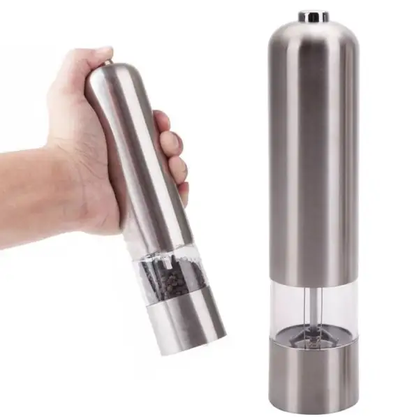 

1PC Stainless Steel Electric Salt and Pepper Mill Automatic Herb Spice Grinder Adjustable Coarseness Gifts Kitchen Gadget