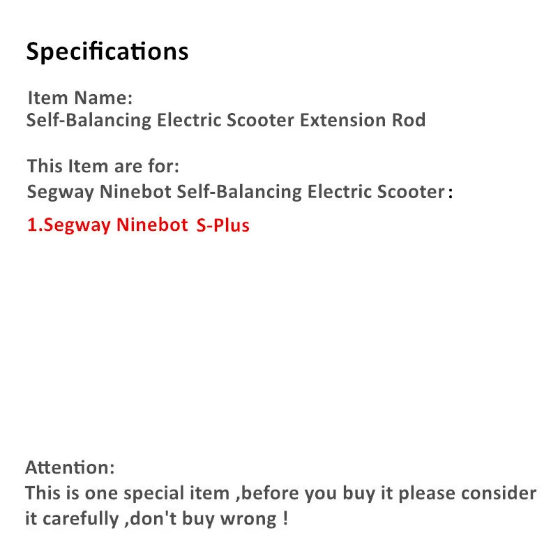 JayCreer Self-Balancing Electric Scooter Extension Rod Segway Ninebot S-Plus