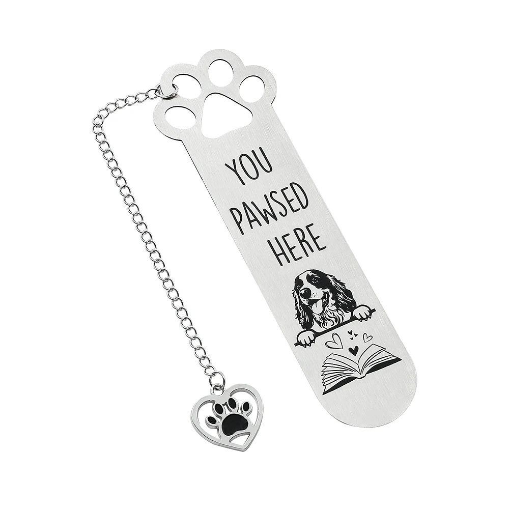 Cute dog stainless steel bookmark cartoon with pendant bookmark suitable for dog lovers reading collection small gift metal bookmark bookmark page holder animal bookmark bookmarks stationery supplies bookmark holder