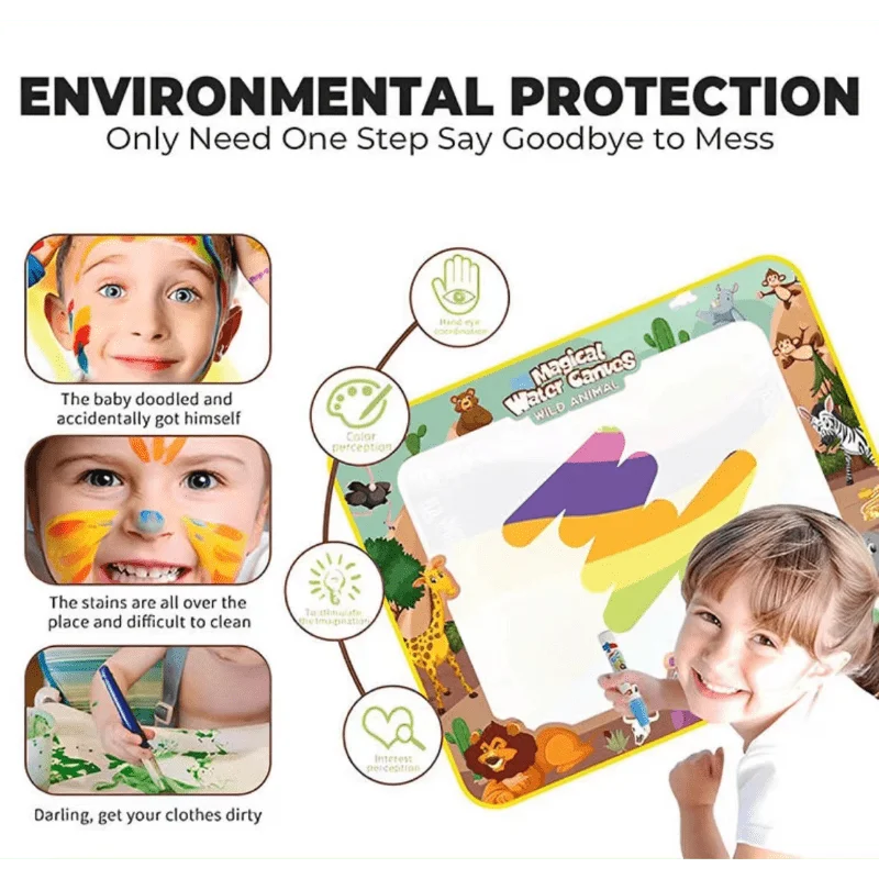 Magic Water Drawing Mat Coloring Doodle With Reusable Magic Pens Montessori Painting Board Educational Toys Kids Gift 100x80CM 6