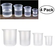 

ROSENICE 4pcs 50ml / 150ml / 250ml / 500ml Plastic Graduated Beakers (Transparent)