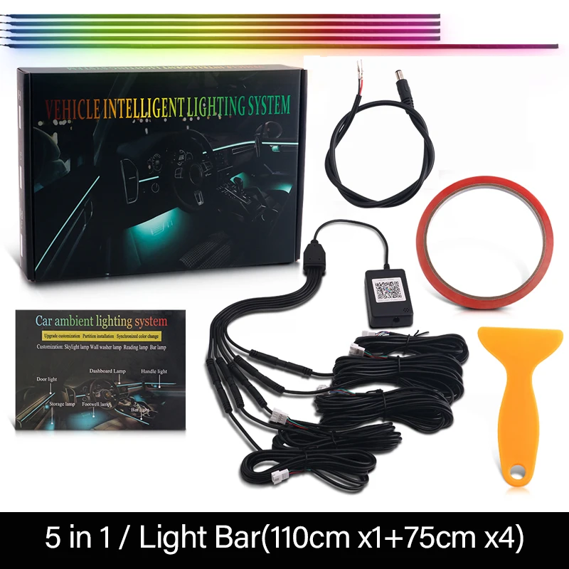 ตัวเลือกสินค้า รถ LED ตกแต่งบรรยากาศ 64 สี ควบคุมด้วยแอปพลิเคชัน