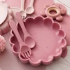 4PCS Baby Silicone Dinner Set Cute Lion Shape Placemat Suction Plate Toddler Utensils Soft Baby Stuff Portable Baby Tableware 4