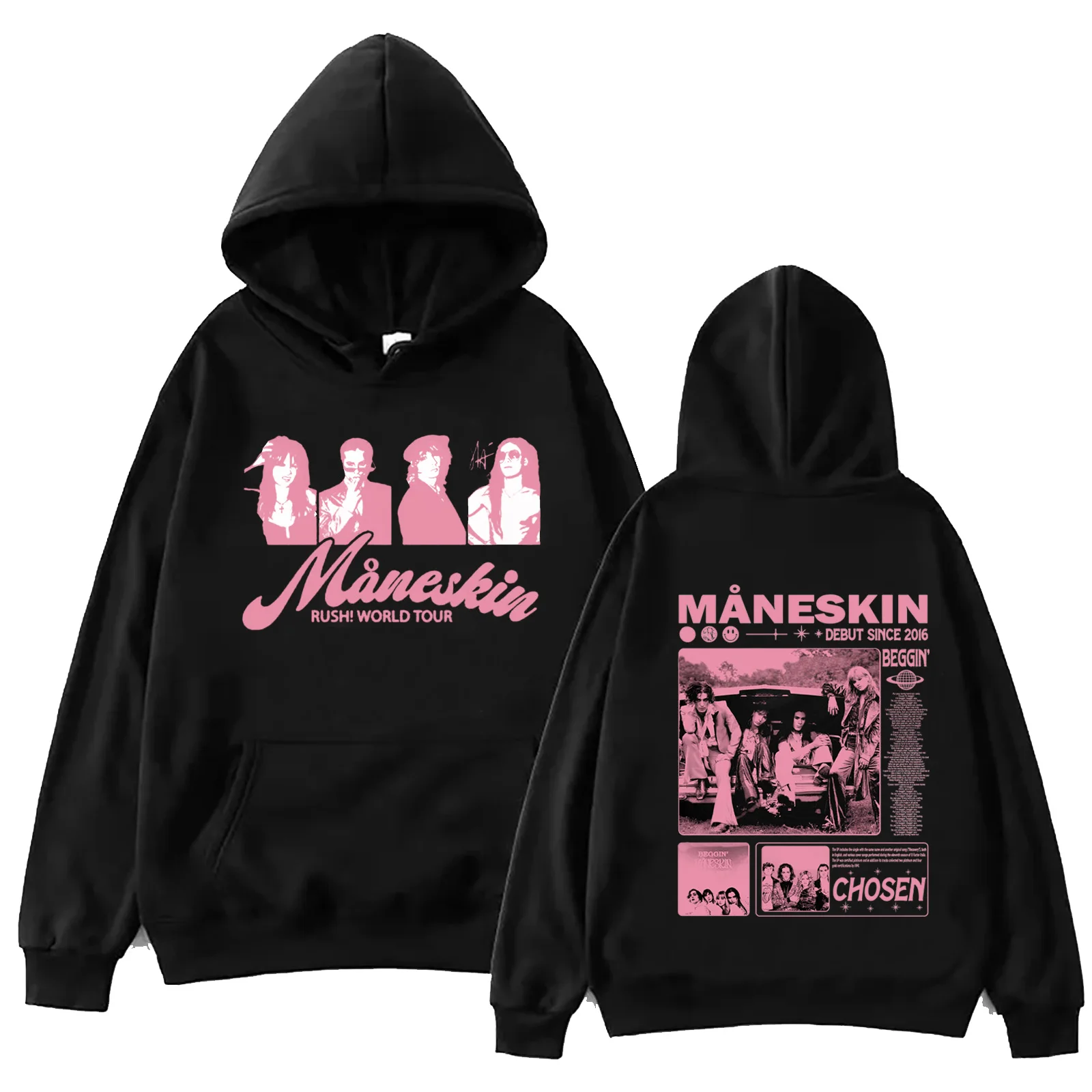 

Maneskin Rush World Tour Hoodie Harajuku Hip Hop Pullover Tops Popular Music Sweatshirt Fans Gift