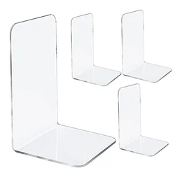 Transparent Acrylic L-Shaped Bookend Stand (4pcs)