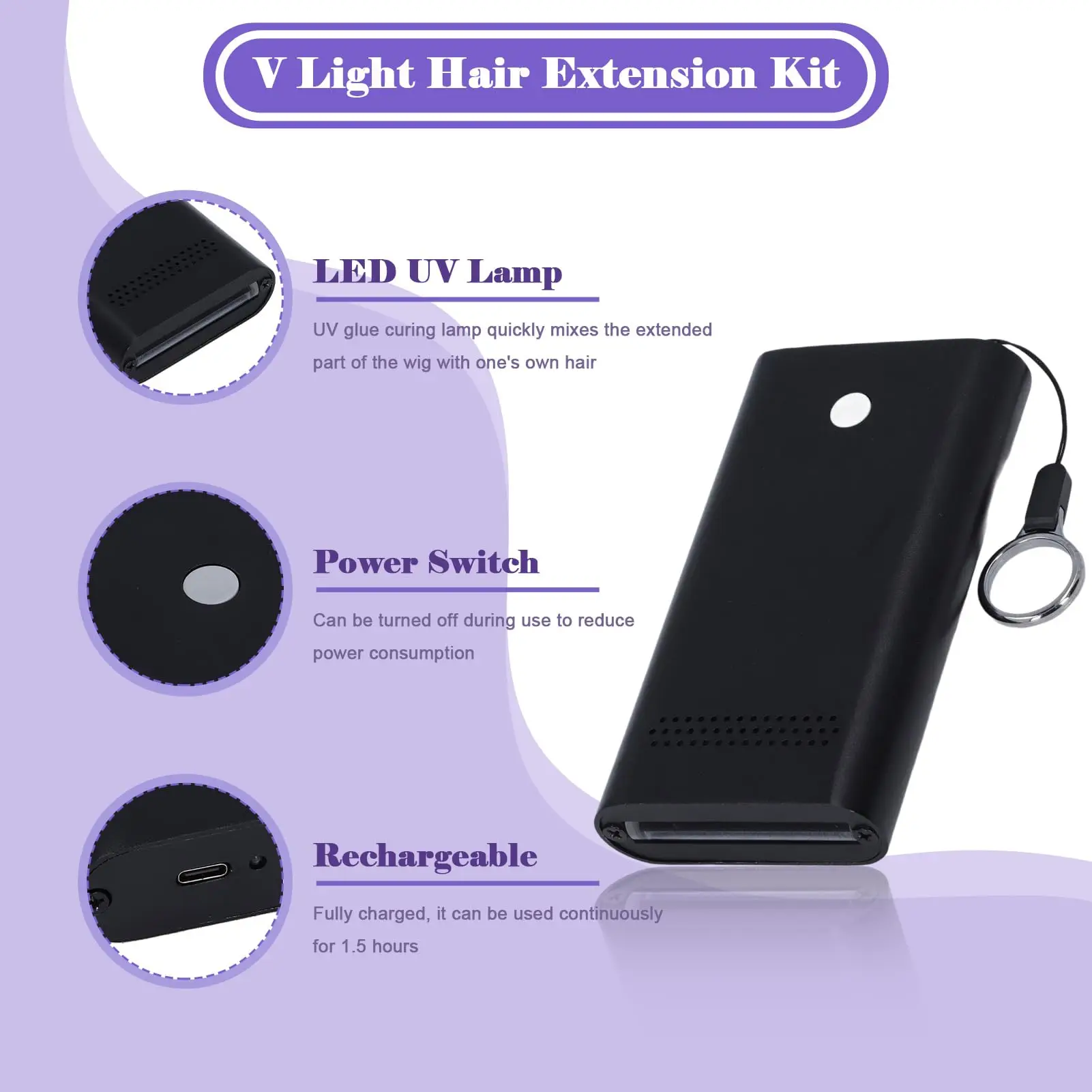 V-Light Tech Hair Extension Connector Machine UV glue Kit Set Removal Tools with UV light hair extension tool