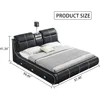 Multifunctional King Size Bed Frame, 720P Projector/Air Purifier/Massage Function/Music Speaker/USB Port/Storage Drawers 2