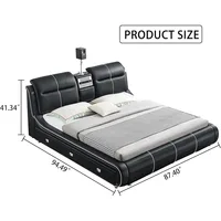 Multifunctional King Size Bed Frame, 720P Projector/Air Purifier/Massage Function/Music Speaker/USB Port/Storage Drawers 2