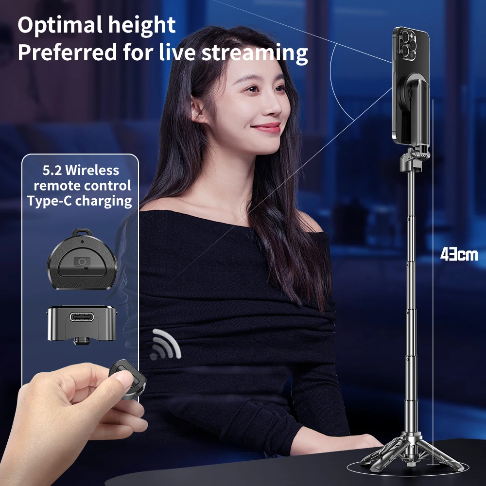 Magnetic Selfie Sticks for Smart Phone Mini Telescopic Tripod 3 in 1 Phone Stand for Vlog Live Broadcast Self-timer Stick selfie stick tripod selfie stick sports camera selfie stick cell phone selfie stick smartphone selfie stick phone selfie tripod