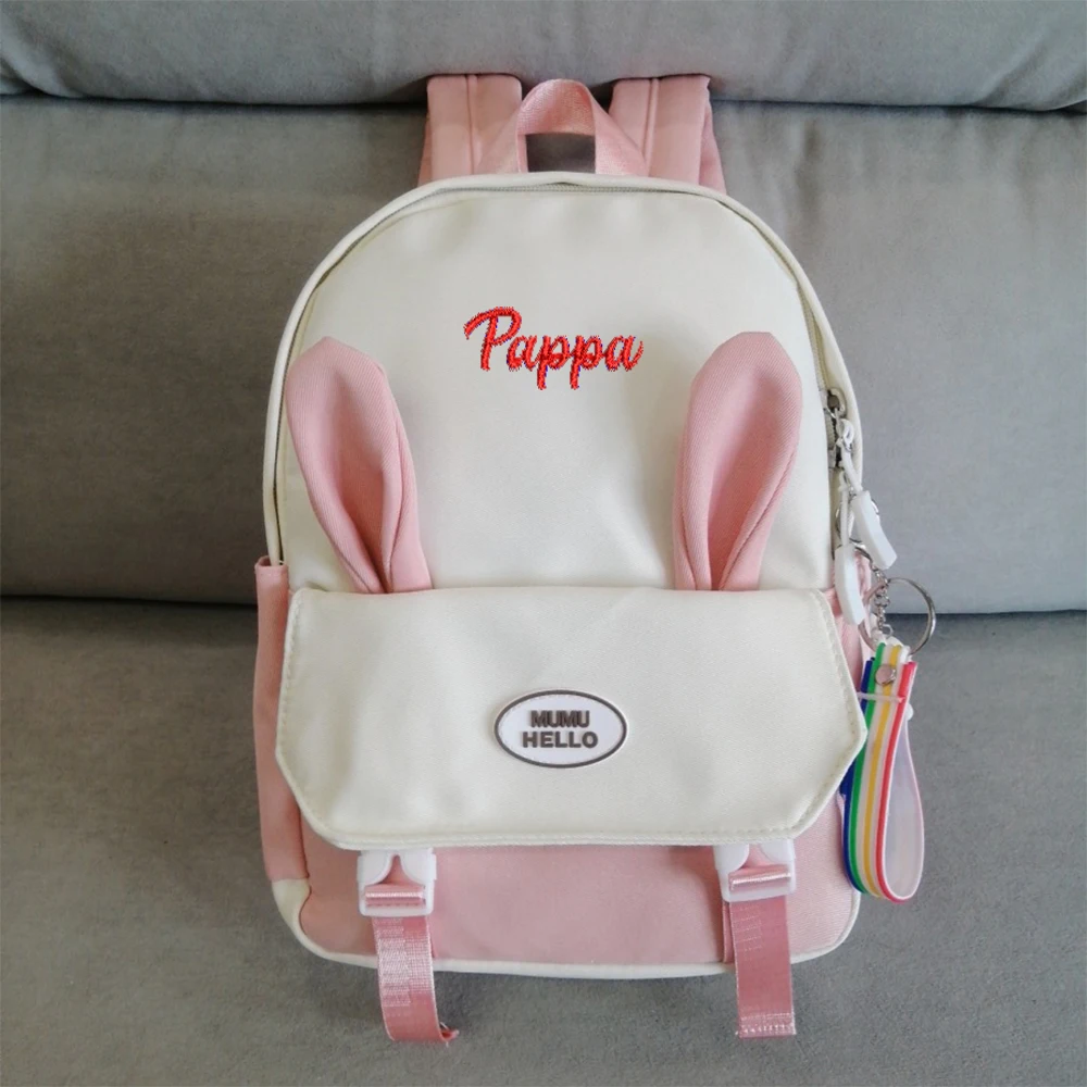 

Cute Cartoon Rabbit Ear Children Bag Personalized Name Boys and Girls Fashion Kindergarten Backpack Customized Children Day Gift