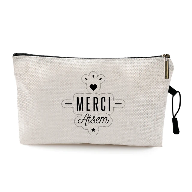 Teacher's Day Graduation Gift Cosmetic Bag Super Atsem Merci Maitresse Print Women Neceser Makeup Bag Pouch Travel Organizer Pattern 11