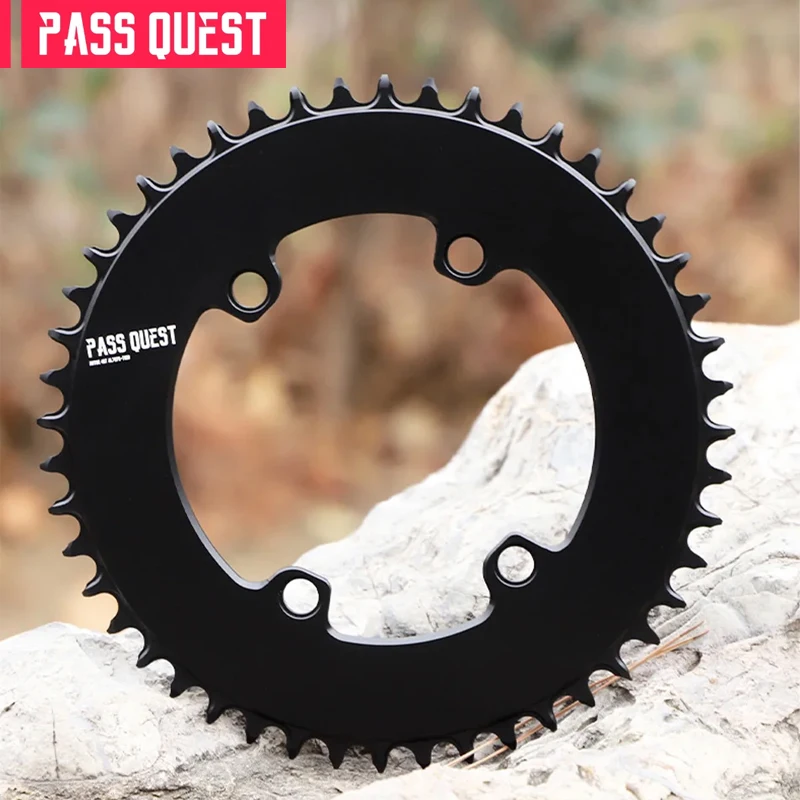 

PASS QUEST-110BCD Narrow Wide Chainring Round Road Black Chinwheel 40T-60T for 9-12 Speed Rotor Aero Crankset