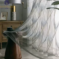 Modern Curtains for Living Dining Room Bedroom Embroidered Tulle Simple Geometric Pattern Window Sheer Drape Room Decor Custom 1