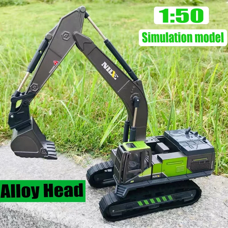 1:50 Simulation Alloy Head Diecasts Toy Engineering Vehicle Toy Excavator Crane Model Truck Car Toys for Boys Gifts Home Decor