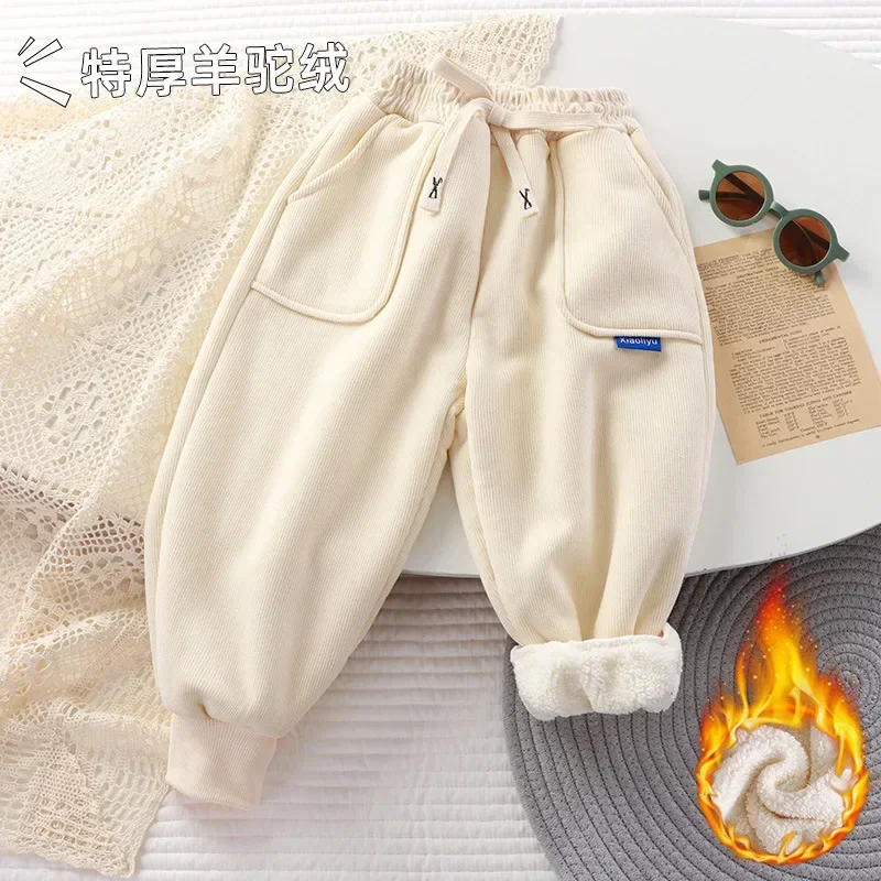 Children Plush Pants Autumn Winter Trousers Thickened Warm Casual