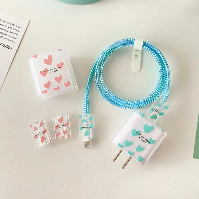 5pcs Charging Data Cable Protector For iPhone 18/20w Charger Protective Cover Winder Accessories