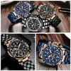 MINI FOCUS Analog Quartz Dress Watch Men Silver Blue Stainless Steel Band Chronograph Luminous Wristwatch with Date 24-hour 0470 5