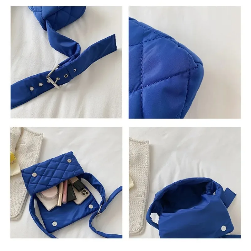Casual Lingge Quilted Women Shoulder Bags Designer Nylon Padded Crossbody Bag Down Cotton Messenger Bag Small Flap Female Purses