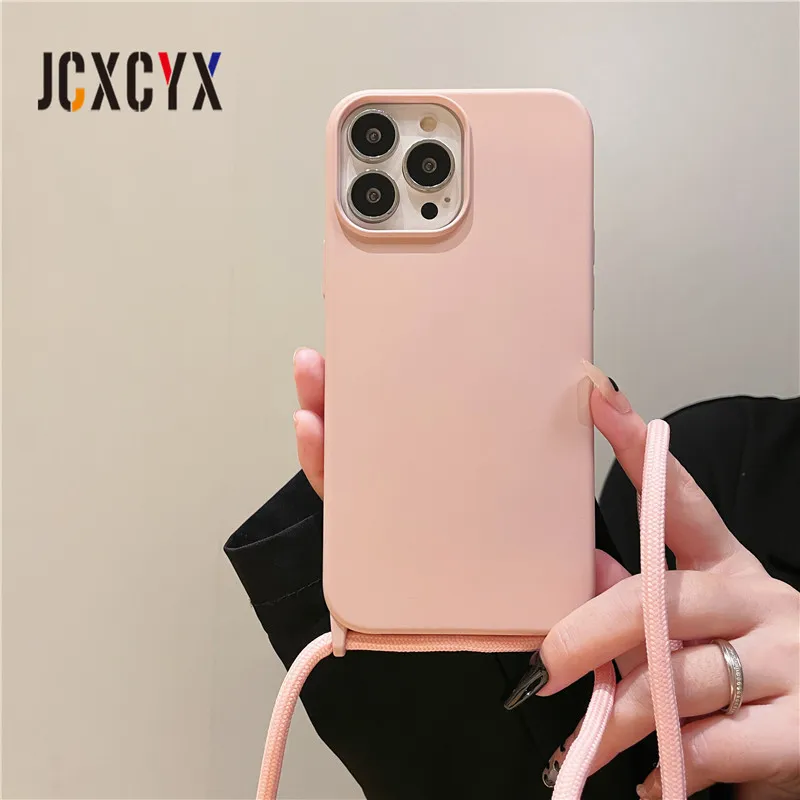 Luxury Liquid Silicone Crossbody Lanyard Phone Case - Shockproof Cover