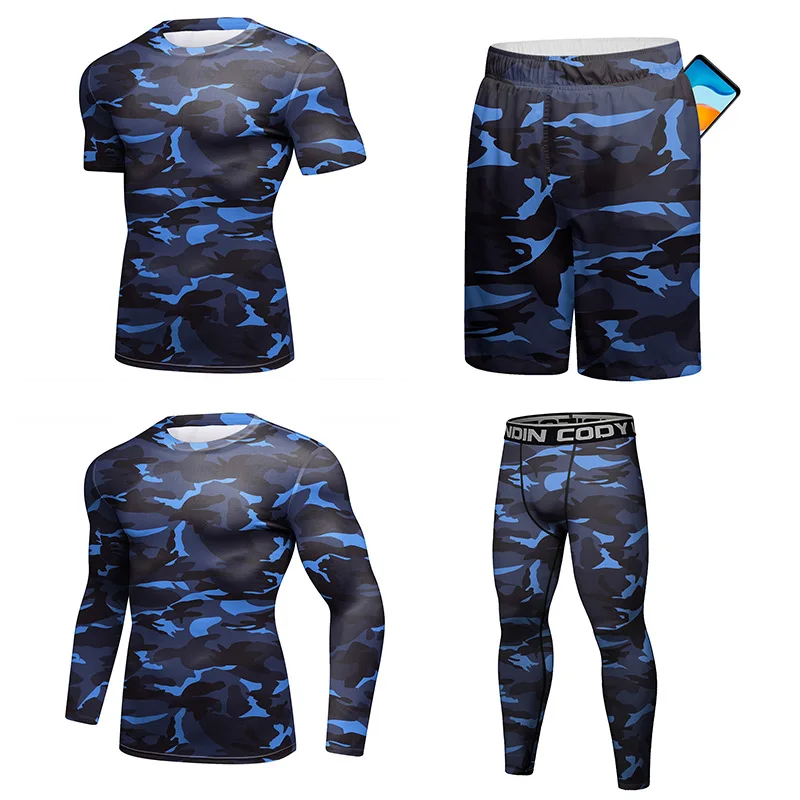 Men's Rashguard Jiu Jitsu T-shirt+Pants Sets Muay thai Shorts Bjj Rashguard for Men Kickoxing Jerseys Camouflage Boxeo Sportwear