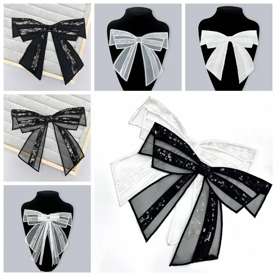 Geborduurde kant Applique Naaien Bloem Stof Kraag Patch voor Bruiloft Party Gown Bruidsjurk Kleding DIY Ambachten