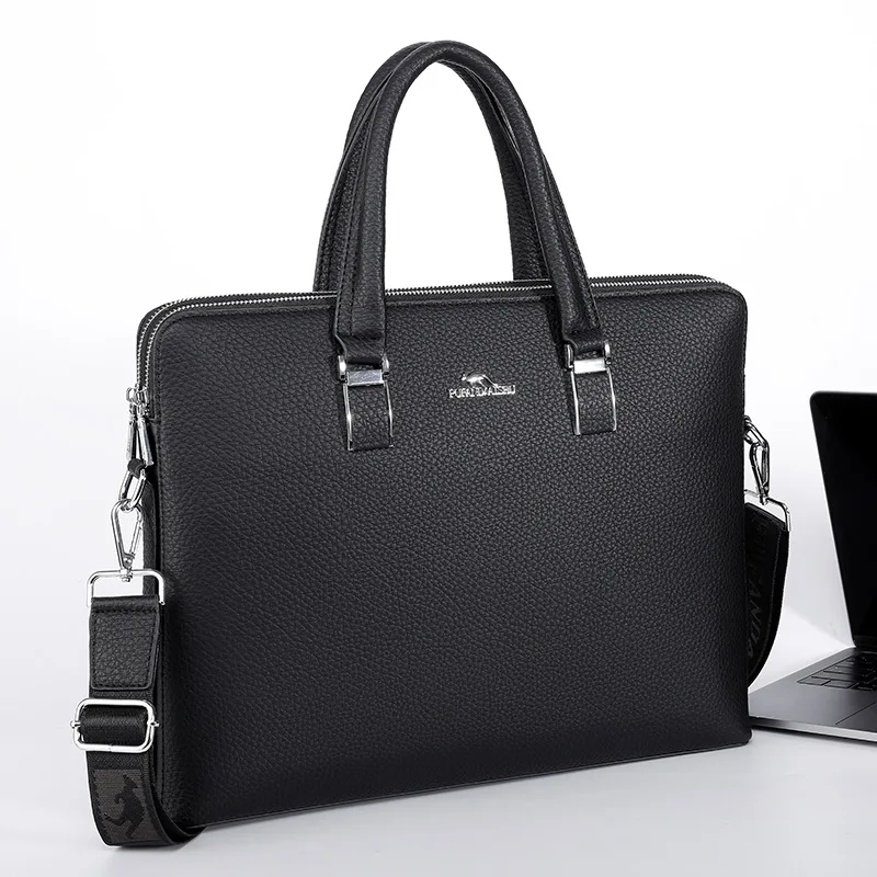 Business Leather Men's Briefcase Executive Handbag Large Capacity Male Shoulder Messenger Bag Office Laptop Bag