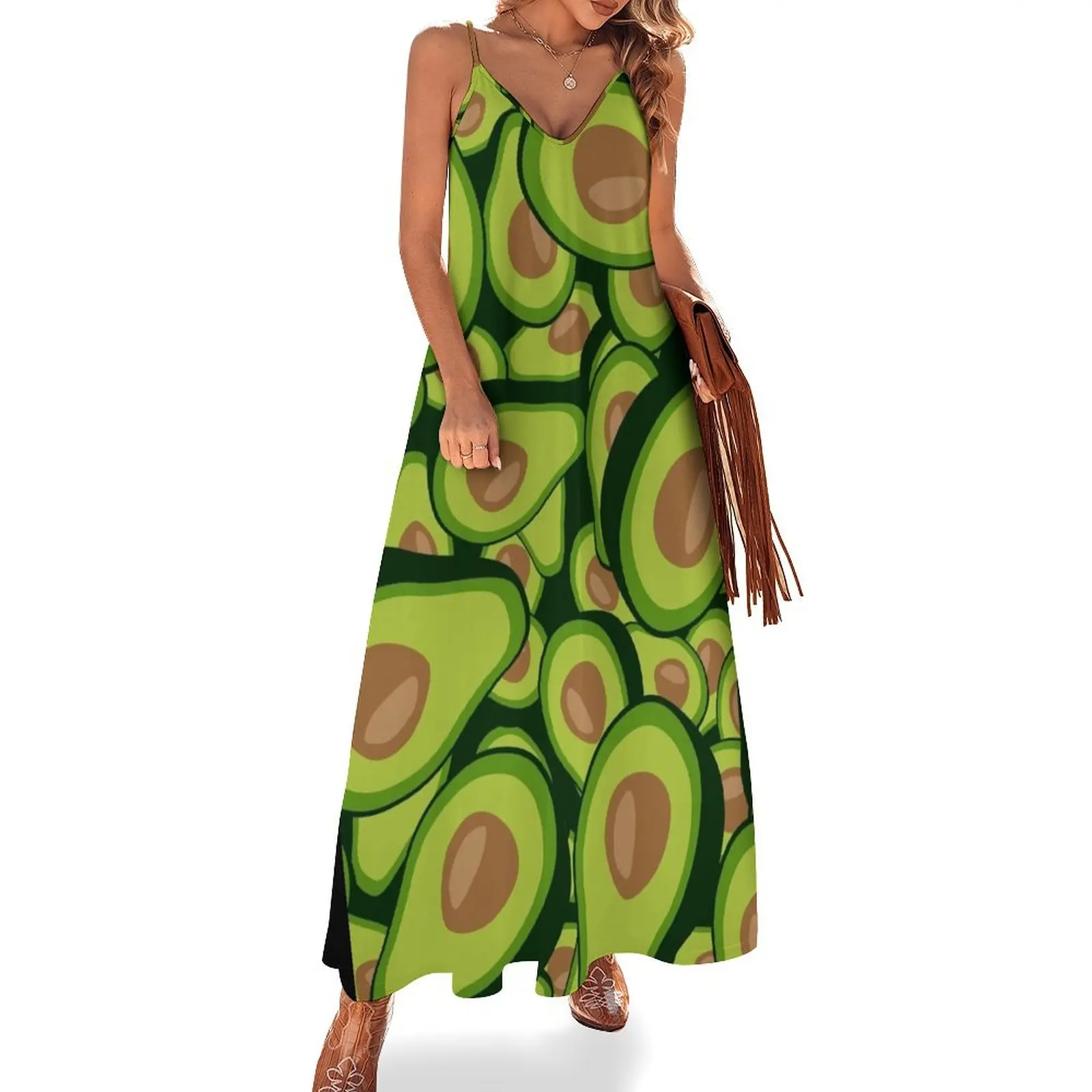 

Женское платье без рукавов с коллажем авокадо