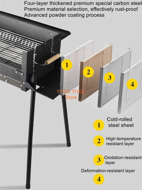 Home Charcoal Grill Portable Outdoor Barbecue Stove Meat Roaster Skewer Grill Charcoal Grill Rack 3