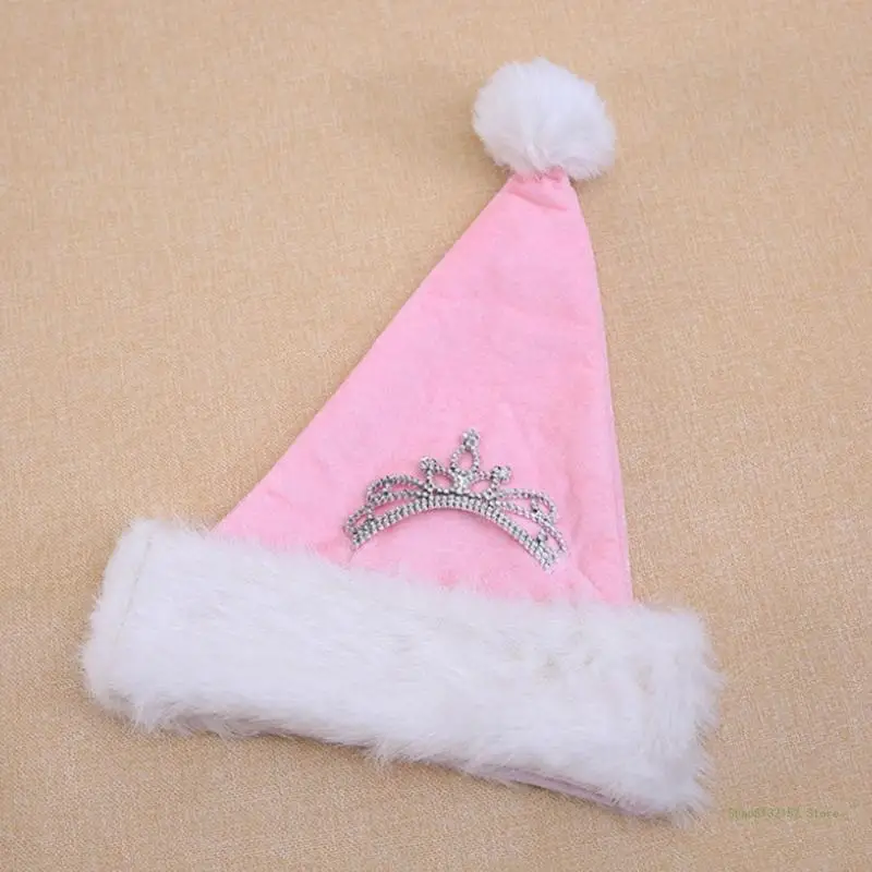 QX2E New Year Santa Hat Plush Thicken Adult Xmas Christmas Festival Gift