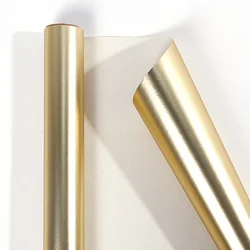 Large Matte Metal Coated Aluminum Pure Color Paper Roll for Events and Gift Wrapping (Gold)