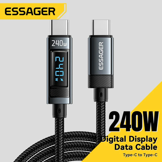 Essager 240W USB Type C To USB C Cable PD 3.1 100W Fast Charging Charger Cables 6A For MacBook Pro Laptop Xiaomi iPad Data Cord 1