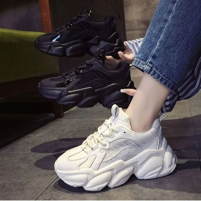 Sneakers Women Summer Comfortable Casual Platform Sports Shoes Woman Fashion  Non-slip Running Shoes Solid Black Shoes Ladies