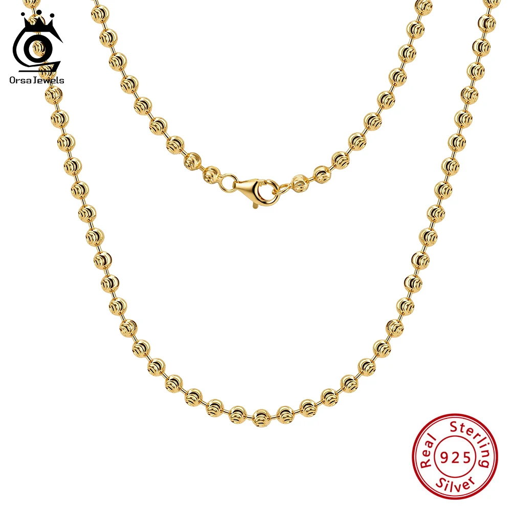 ORSA JEWELS 이탈리아  3.0mm 문 컷 비드 체인 여성용 맞춤형 목걸이..