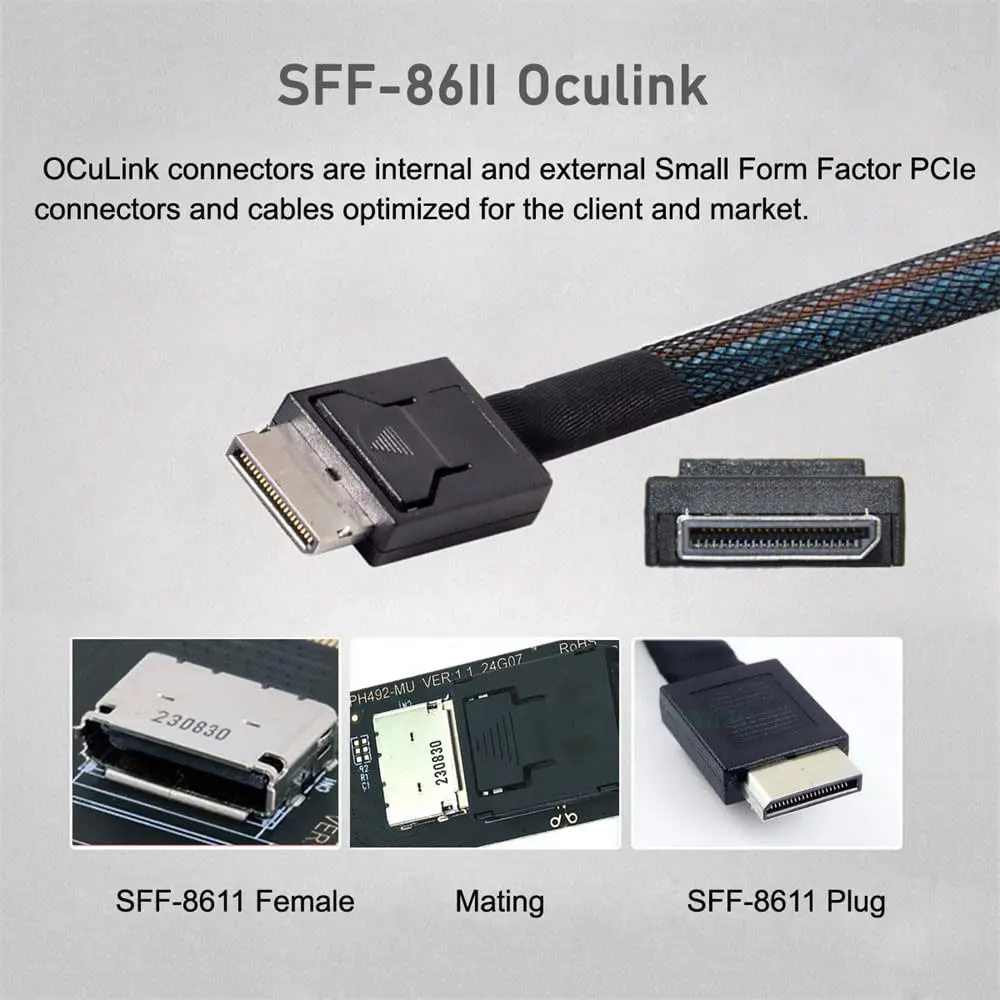 SFF-8612 to PCI-E 4.0 NVME M.2 M-Key Oculink Host Adapter Support 2230/2242/2280 SFF-8612 U.2 SSD & eGPU