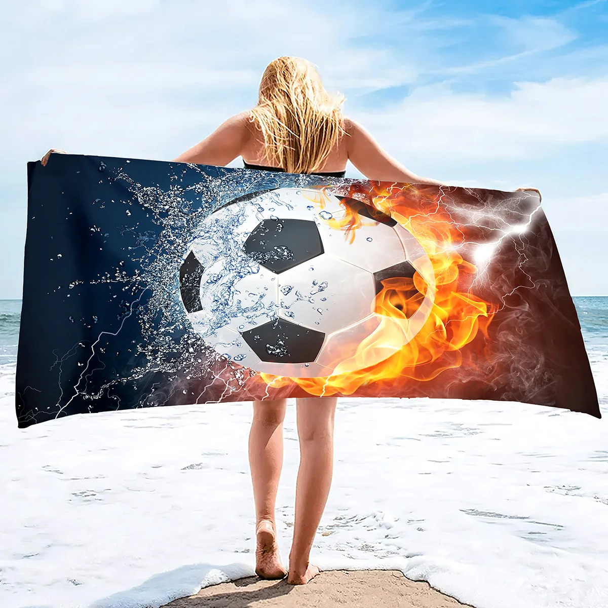 Soccer Beach Towel,Beach Towels for Men Boys,Football Towel Boys Sport Towel, Personalized Pool Beach,Towel Teen