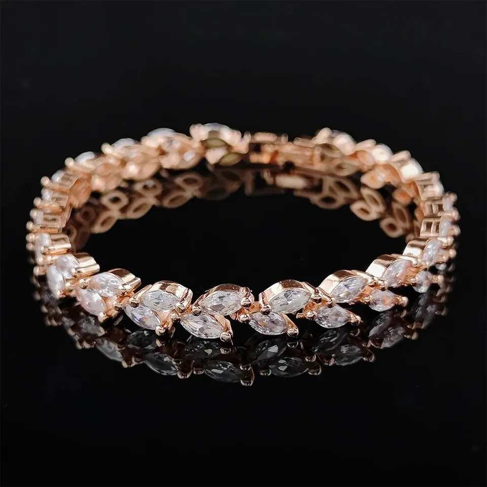 2024 New Trendy Leaves Rose Gold Silver Color Bracelet