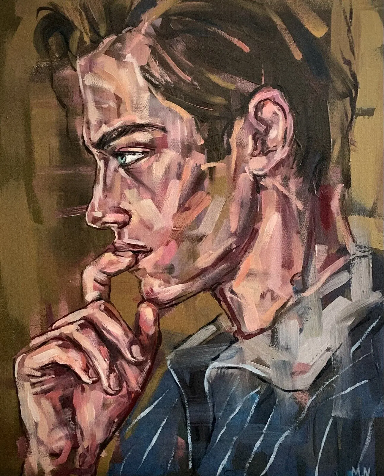 

100%Handmade Oil Painting Male Portrait Man Painting Young Sexy Twink Original Gay Oil Artwork