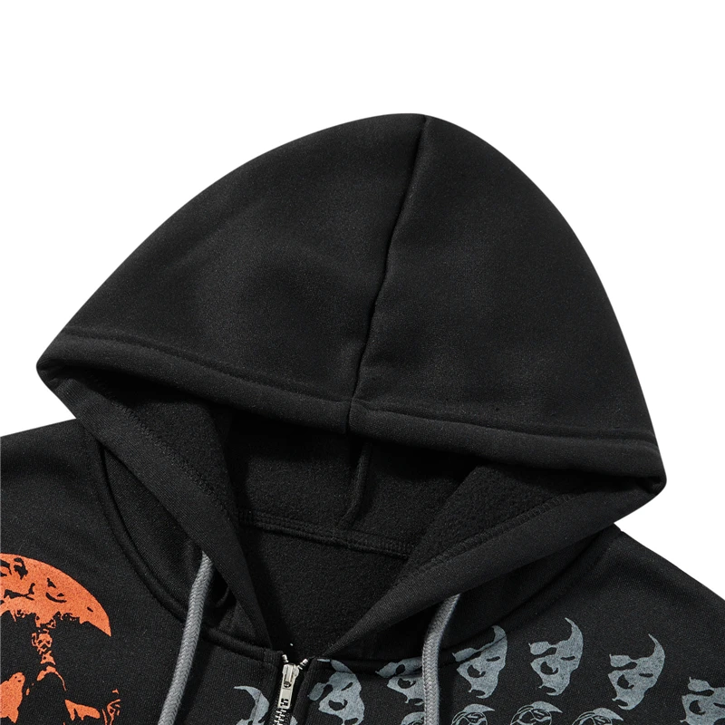 Women's Gothic Skull Print Long Sleeve Hoodie - true deals club