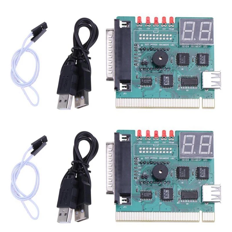 

2X USB PCI PC материнская плата, диагностический анализатор, почтовая карта с 2-значным кодом ошибки, дисплей для тестирования и анализа ноутбуков и ПК