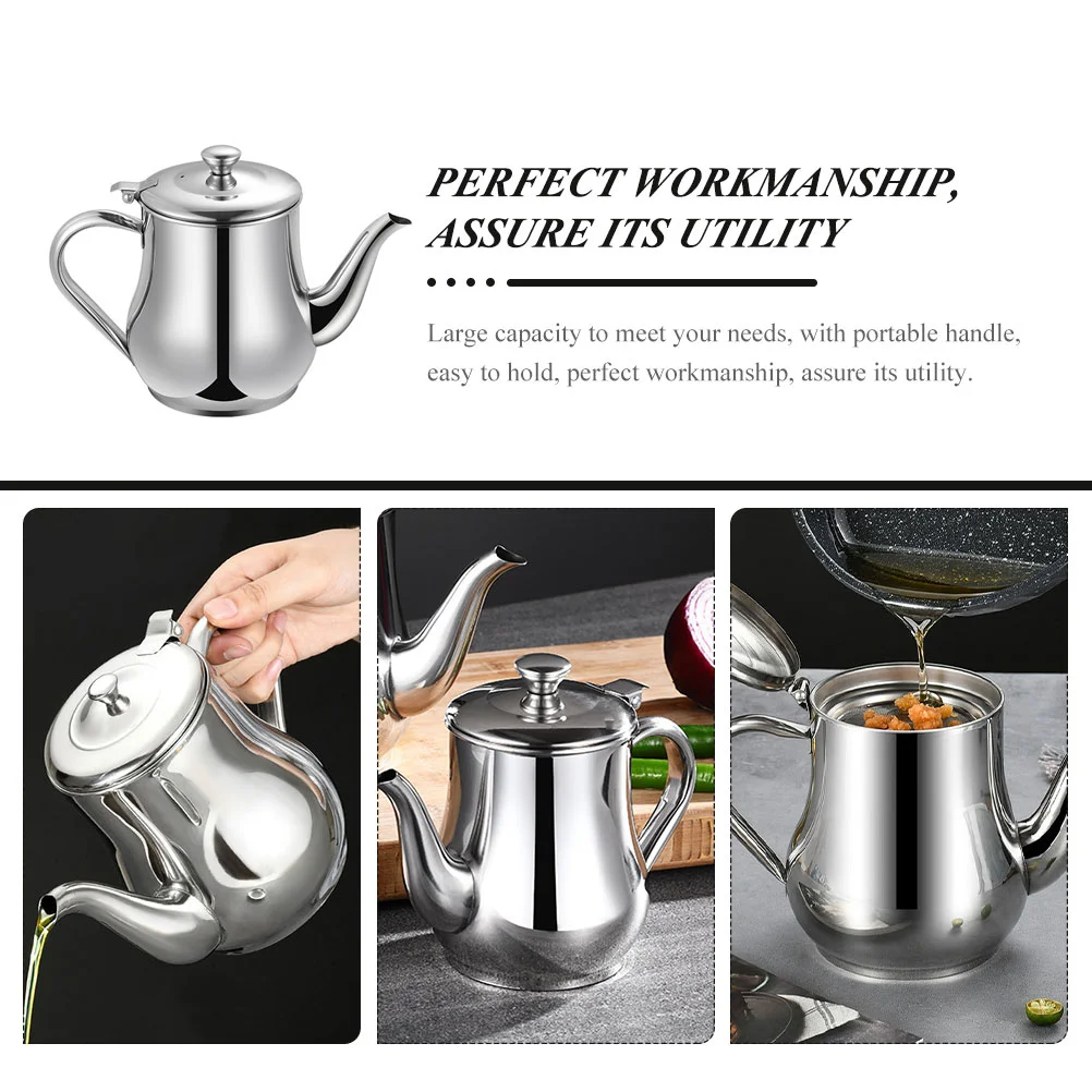 

Stainless Steel Oil Pots Filter Net Oil Strainer Pot Bacon Grease Storage Can Tea Pot Kettle Dispenser Home Kitchen Cooking