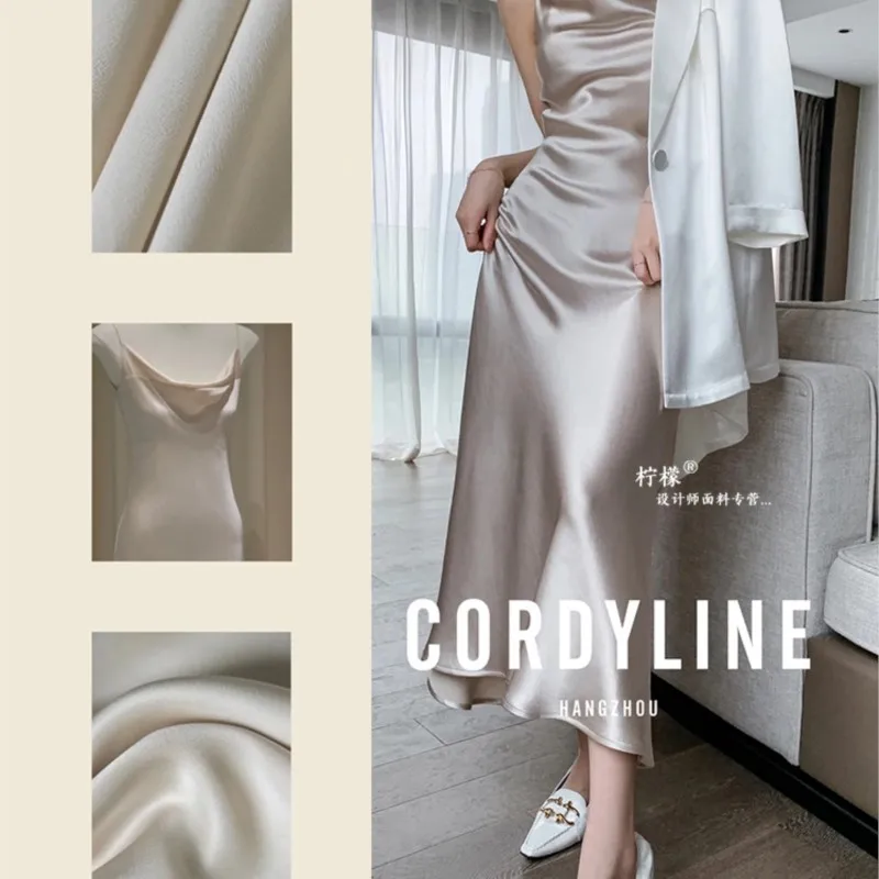 Heavy high-density triacetate fabric satin cheongsam coat skirt small clothing designer