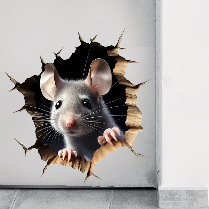 3D Mouse Toilet Wall Stickers Vinyl Stickers For Home Cabinet Door Refrigerator Car Decoration Art Wallpaper