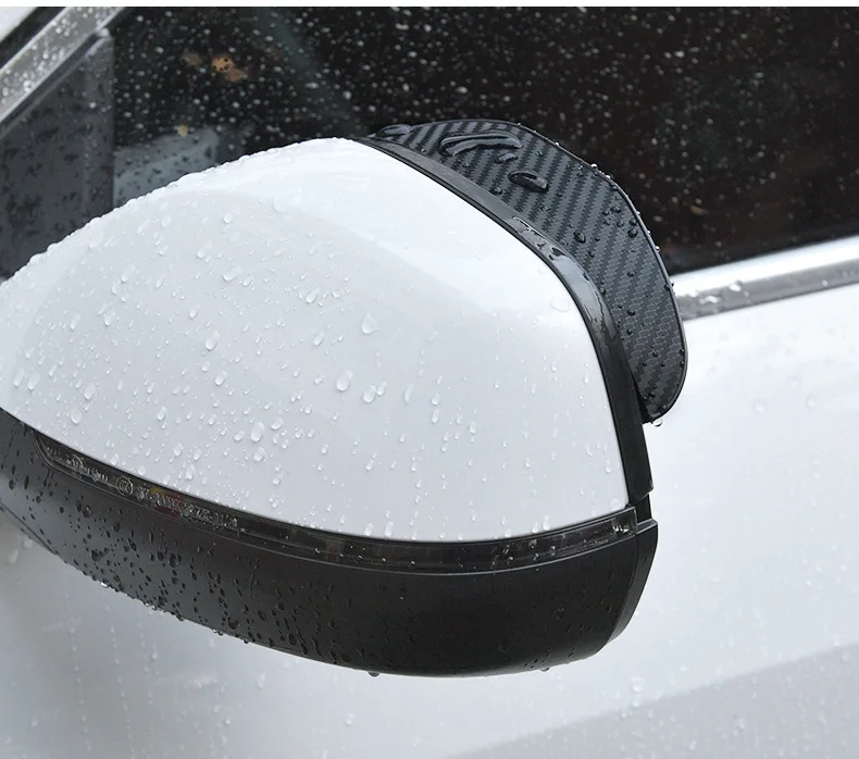 2PCS Car Rearview Mirror Rain Eyebrow Carbon Fiber Shade Protector Clear Vision Rain Auto Mirror Organizer Accessories